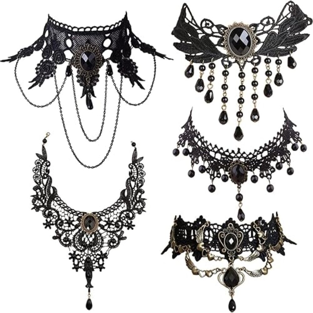 5 Goth Choker Necklace for one Price‎ Punk Emo Victorian